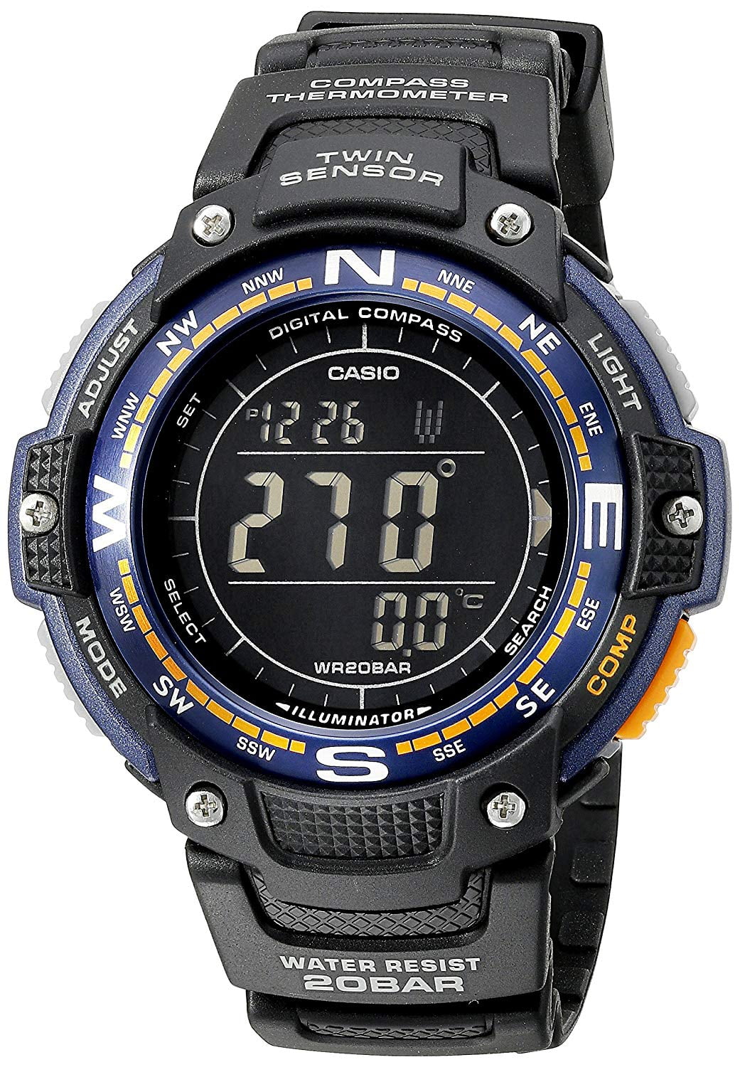Casio Men's Twin Sensor Digital Nylon Sport Watch, White Accents SGW100B-3V Walmart.com