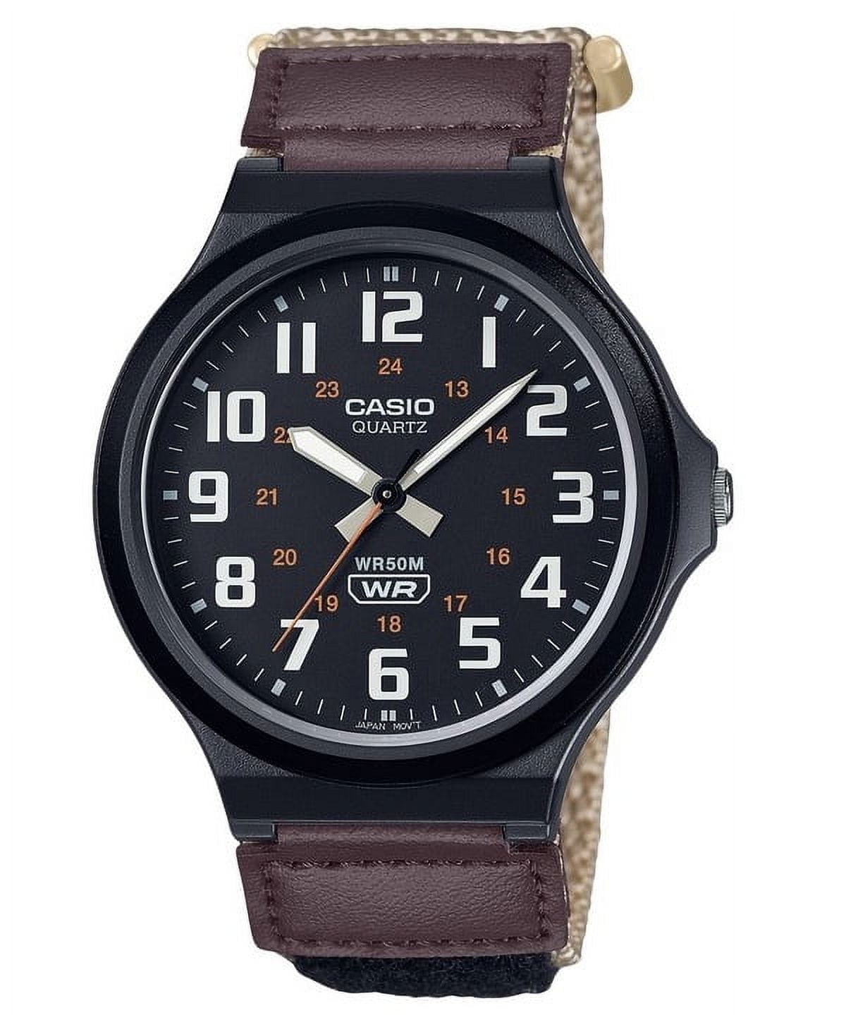 Casio Men's Cloth Strap Analog Wristwatch, Black, MW-240B-5BV