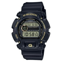 Casio Men's Digital Black and Gold Resin Strap G-Shock Watch DW9052GBX1A9
