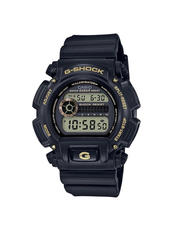 Casio Men's Digital Black and Gold Resin Strap G-Shock Watch DW9052GBX1A9