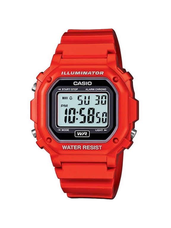 Men's Digital Illuminator Sport Watch, Red Resin F108WHC-4ACF