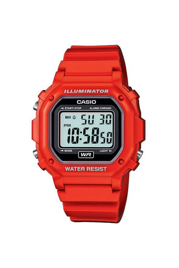 Men's Digital Illuminator Sport Watch, Red Resin F108WHC-4ACF