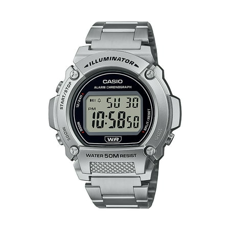 Casio Men's Digital LCD Stainless Steel Band Wristwatch W219HD-1AV