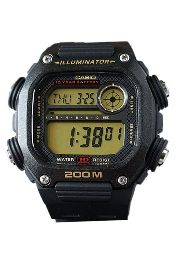 Men's Digital Quartz 10-Year Battery 200m Black Resin Watch DW291H-9AV