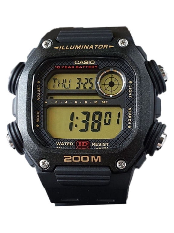 Men's Digital Quartz 10-Year Battery 200m Black Resin Watch DW291H-9AV