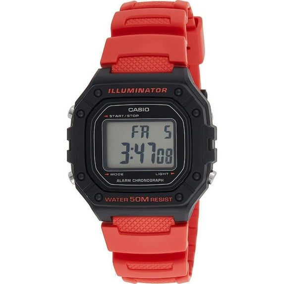 Casio Men's Digital Quartz Red Resin Strap Watch W-218H-4BVEF