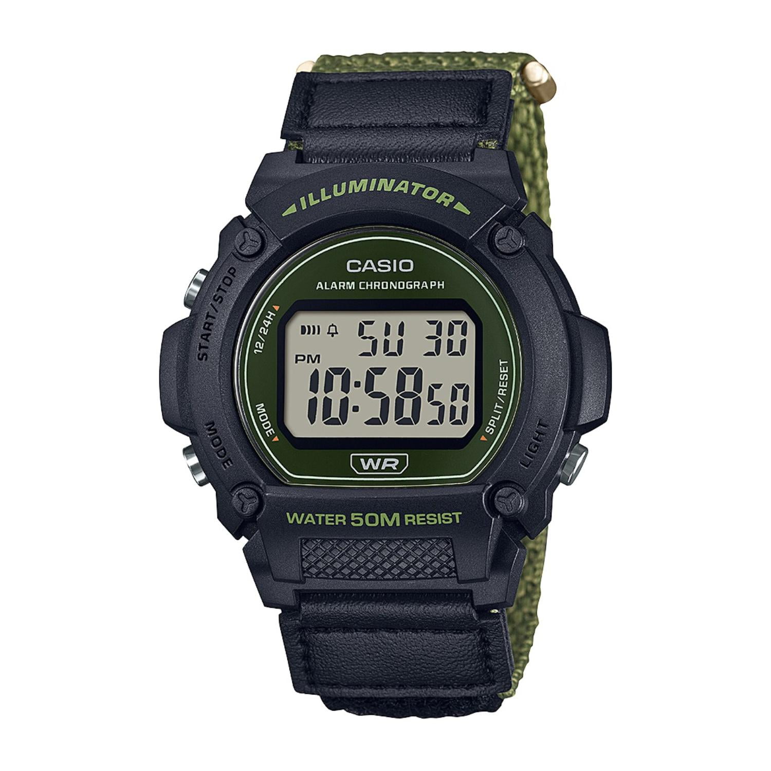 Casio Men's Digital Sport Watch with Quick Wrap Green Nylon Strap - W-219HB-3AVCF Casio Men's Digital Sport Watch with Quick Wrap Green Nylon Strap - W-219HB-3AVCF