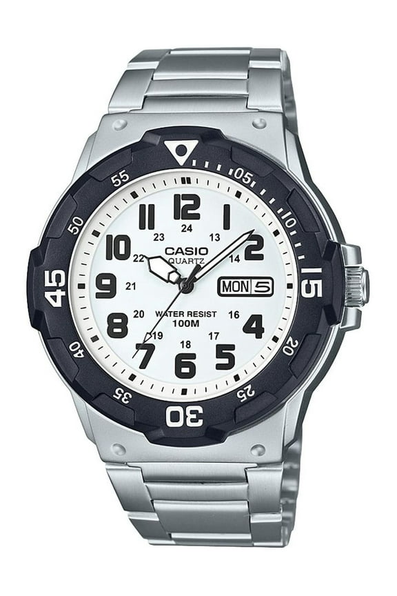 Men's Dive Style Bracelet Watch, White Dial MRW200HD-7BV