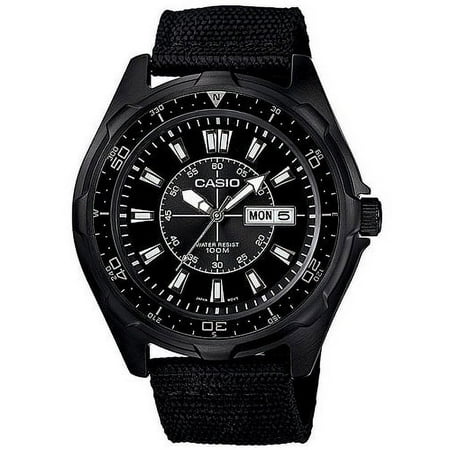 Casio Men's Dive Style Stainless Steel Watch, Black Nylon Strap