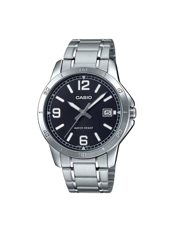 Men's Dress Stainless Steel Silver Quartz Analog MTP-V004D-1B2