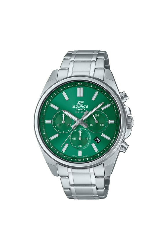 Men's Edifice Stainless Steel Chronograph Green Dial Watch - EFV-650D-3AVCR