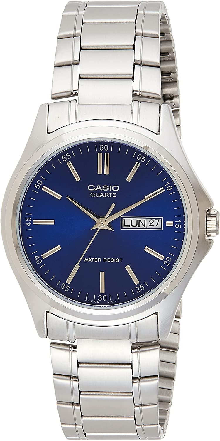 Casio Men's Enticer Quartz Blue Dial Stainless Steel Watch MTP1239D-2A ...