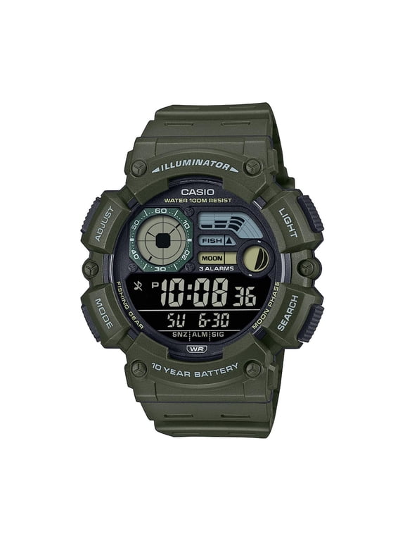 Men's Fishing Timer Sport Digital Watch, Green WS-1500H-3BV