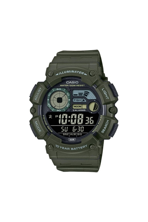Men's Fishing Timer Sport Digital Watch, Green WS-1500H-3BV
