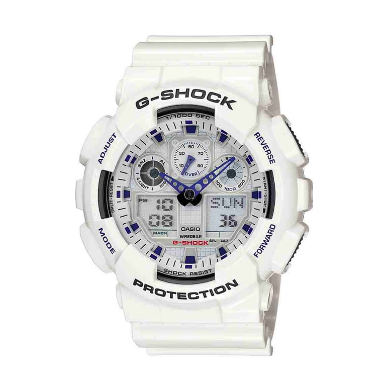 Rejse tøj Forsømme Casio Men's G-Shock Big Case Analog Digital Watch 200 M WR Shock Resistant  Color : White with Blue Accents (GA-100A-7A) - Walmart.com
