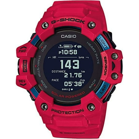 Casio Men's G-Shock Move, GPS + Heart Rate Running Watch, Quartz Solar Assisted Watch with Resin Strap, Red, (Model: GBD-H1000-4)