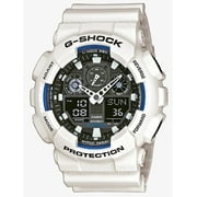Casio Men's GA-100 Series G-Shock Quartz 200M WR Shock Resistant Watch White/Black.  Plastic Band