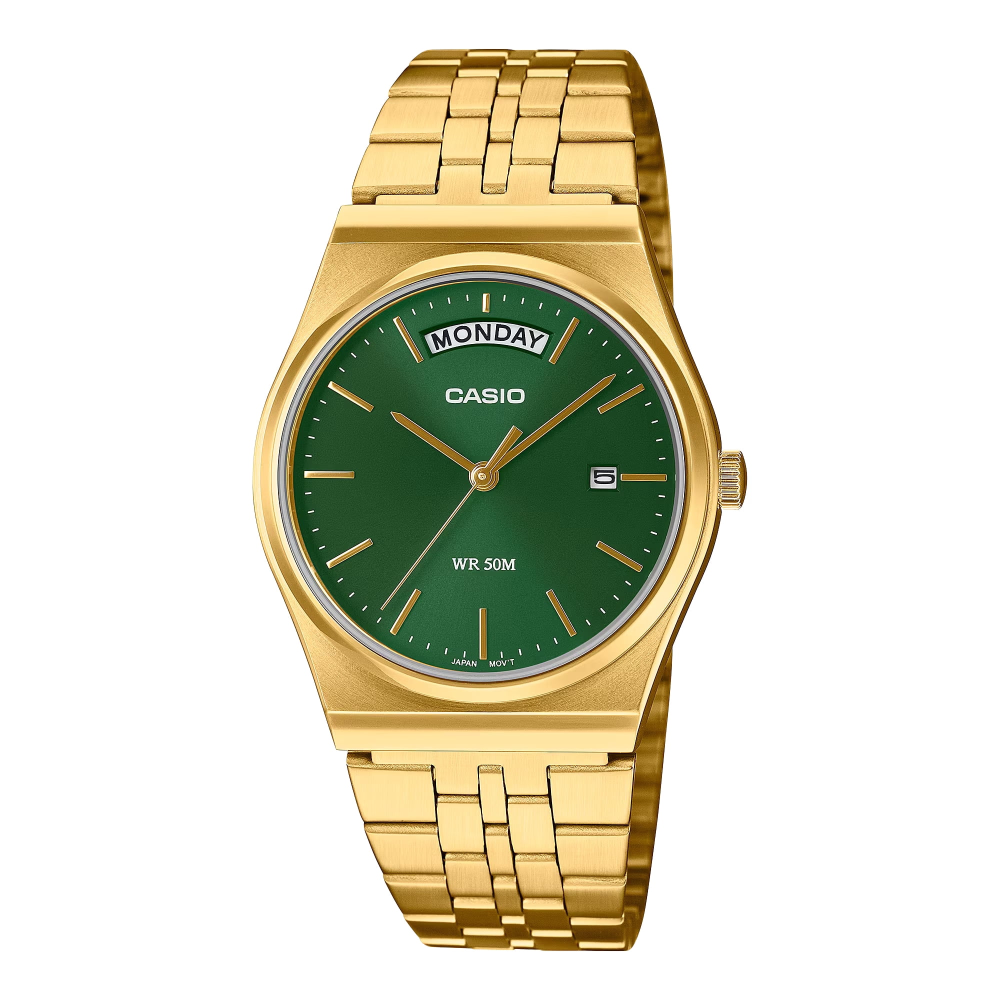 Casio Men’s Gold Stainless Steel Watch with Green Dial - MTP-B146G-3AVDF