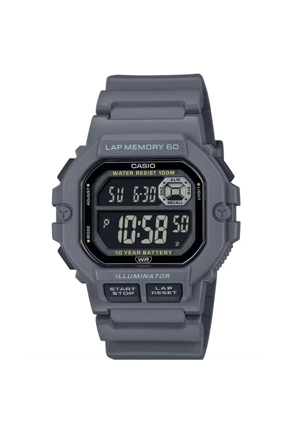 Men's Gray 60-Lap Memory Sport Digital Watch - WS-1400H-8BVCF