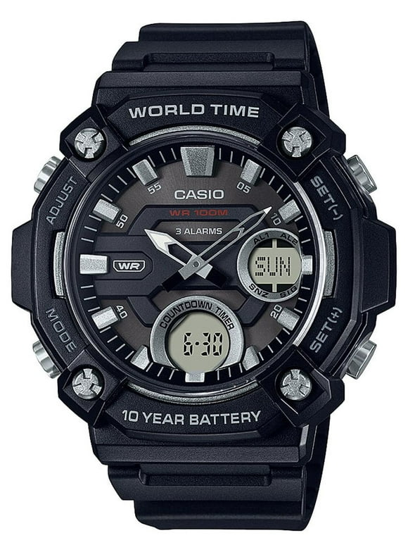 Casio Men's Heavy Duty Analog-Digital World Time Watch AEQ120-1AV