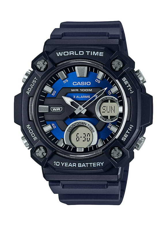 Casio Men's Heavy Duty Analog-Digital World Time Watch AEQ120-2AV
