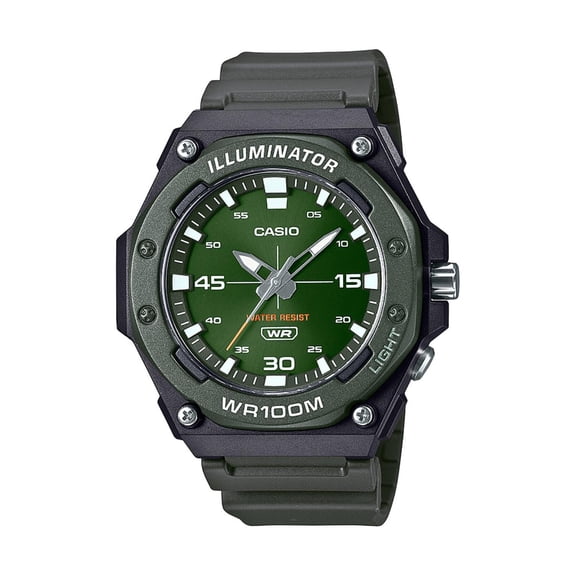Casio Men's Heavy Duty Analog Metal Bezel Green Dial Watch MW-620H-3AV