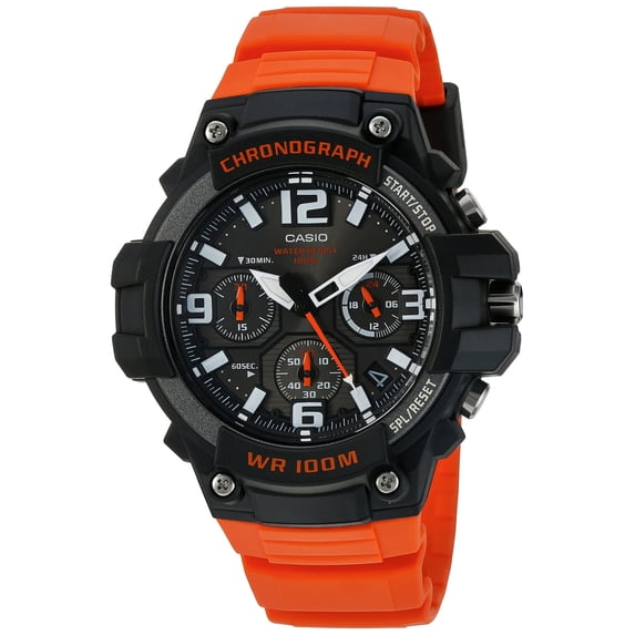 Casio Men's 'Heavy Duty Chronograph' Quartz Stainless Steel and Resin Casual Watch, Color:Orange (Model: MCW100H-4AV)