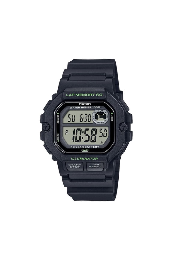 Men's Heavy Duty Designed Sport Watch with 60-Lap Memory Black - WS1400H-1AV
