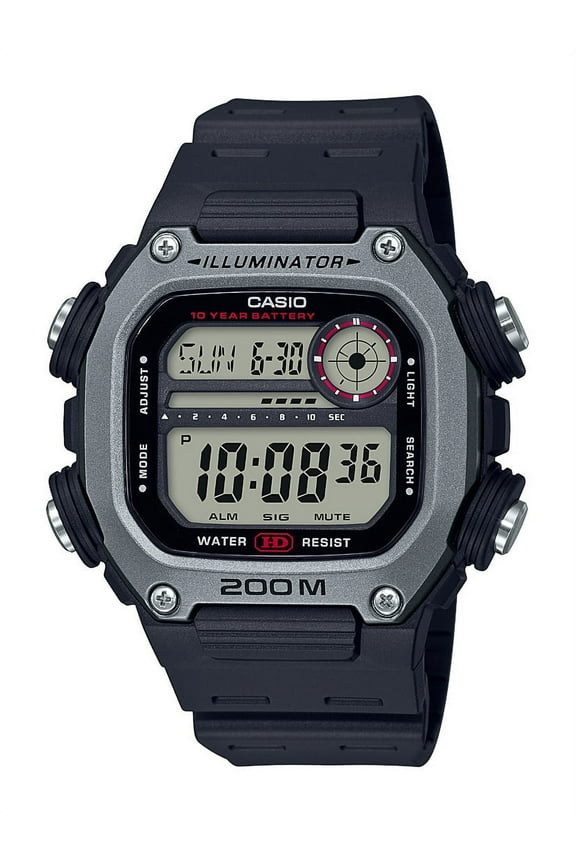 Men's Heavy Duty Digital Sport Watch, Black-Silver
