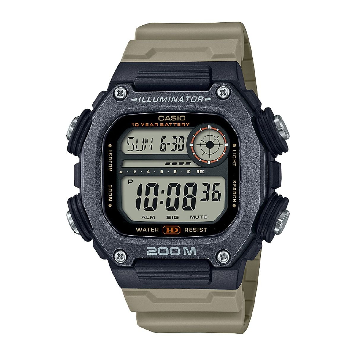 Casio Men's Heavy Duty Digital Sport Watch with Extra Long Strap,  Tan-Silver DW-291HX-5AV