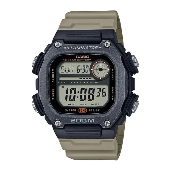 Casio Men's Heavy Duty Digital Sport Watch with Extra Long Strap, Tan-Silver DW-291HX-5AV