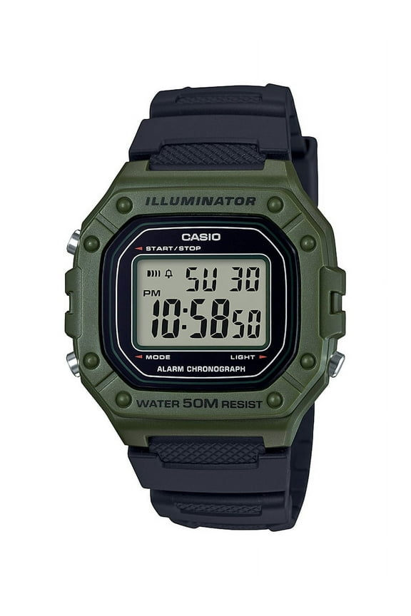 Men's Large Case Digital Sport Watch - Black/Green W218H-3A