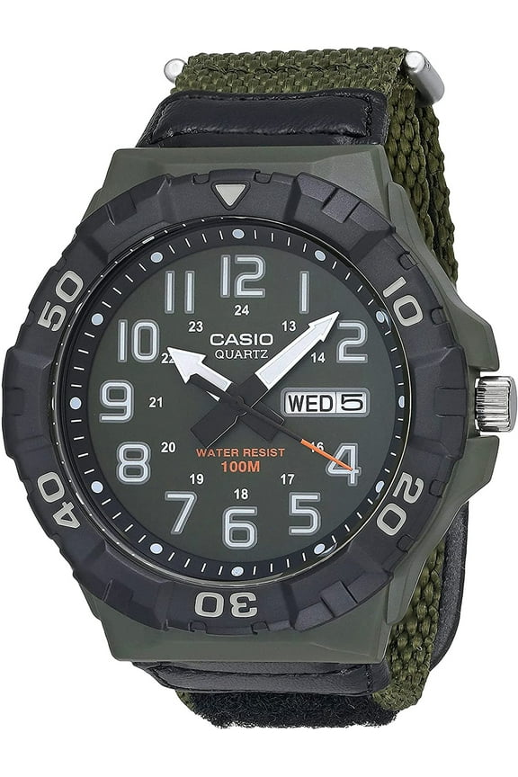 Men's Large Dial Analog Sport Watch with Green Nylon Strap