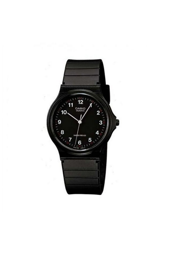 Men's MQ-24-1BLCK 3-hand Analog Watch Black Resin Band Black Dial with white Numbers
