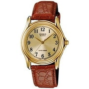 Casio Mens MTP1096Q-9B1 Brown Leather Quartz Watch with Gold Dial