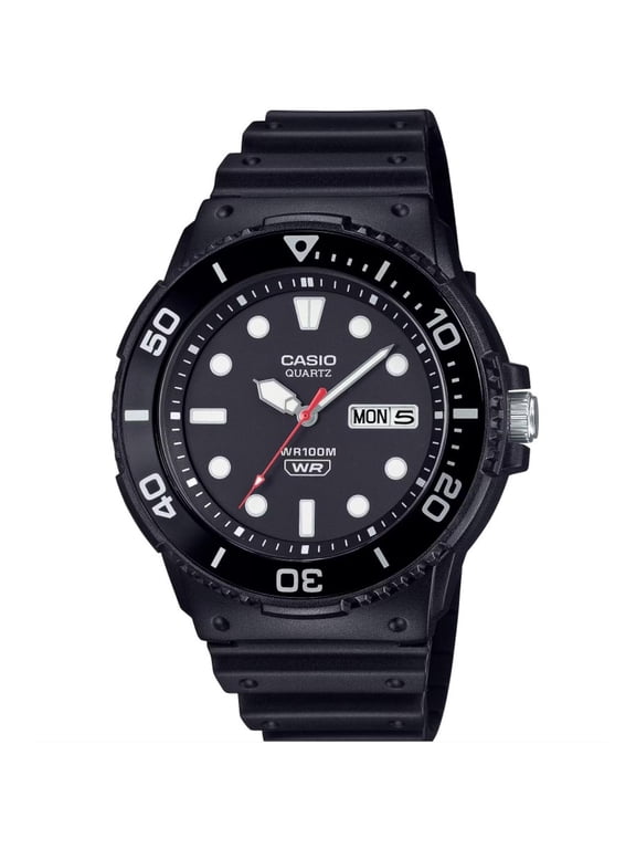 Men's Marine Style Analog Watch with Black Aluminium Rotating Bezel - MRW230H-1E1V