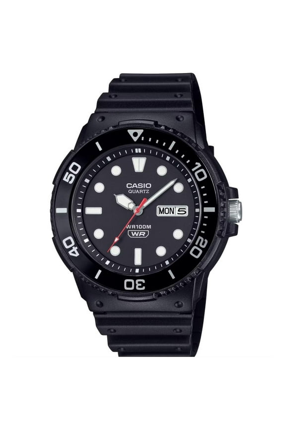 Men's Marine Style Analog Watch with Black Aluminium Rotating Bezel - MRW230H-1E1V