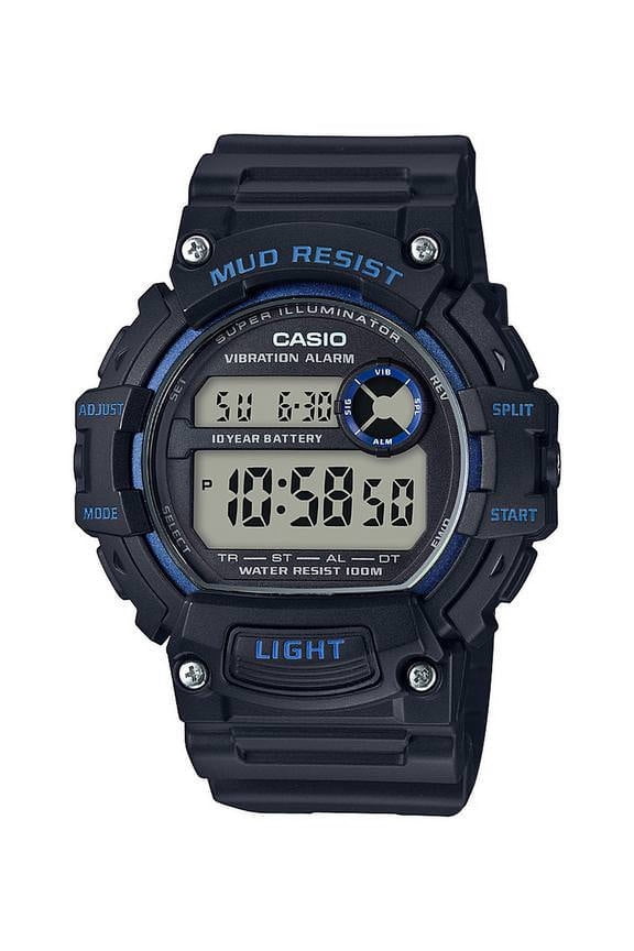 Men's Mud-Resistant Sport Watch, Black/Blue TRT110H-2AV
