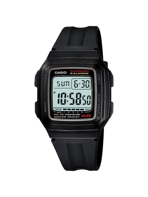 Men's Multi-Function Alarms Digital Sport Watch, Black and Silver F201WA-1A