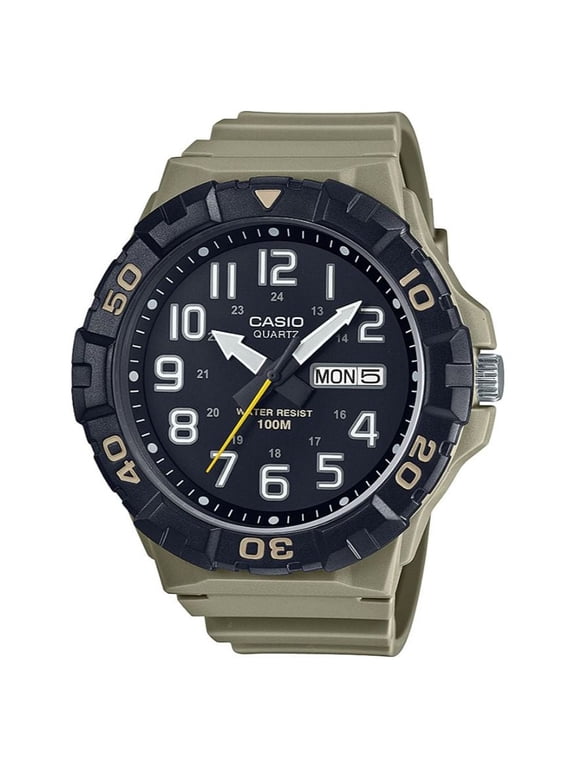 Men's Over-Sized Diver Style Analog Sport Watch Tan/Black- MRW210H-5AV