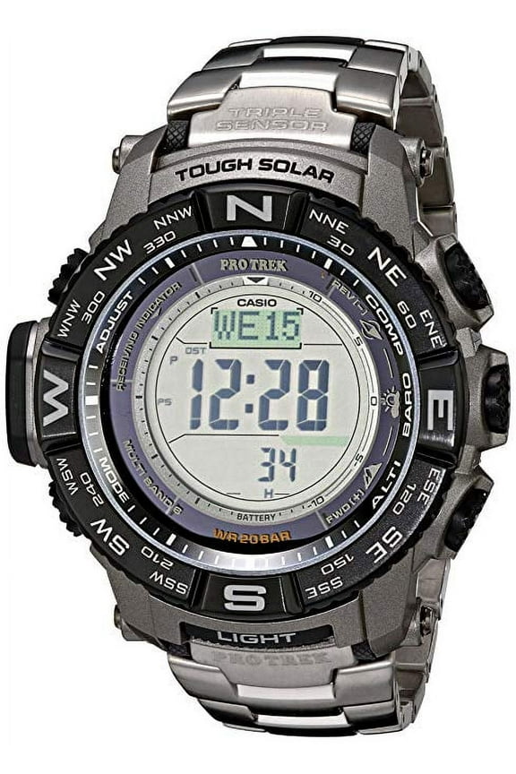 Men's PRO TREK Atomic Solar Triple Sensor Watch, Titanium Band