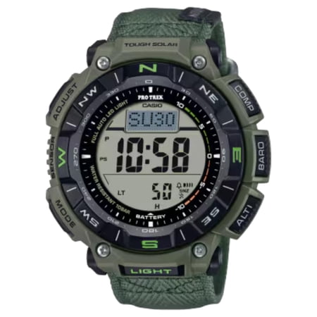 Casio Men's Pro Trek Solar Powered Triple Sensor Green Cloth Strap Watch PRG-340B-3CR