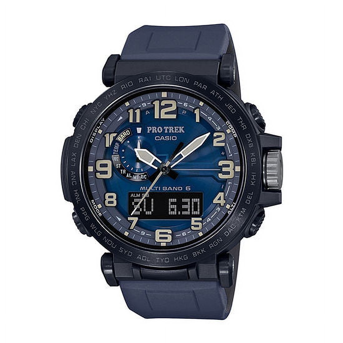 Casio Men S Pro Trek Solar Powered Triple Sensor Watch Blue Silicone Strap