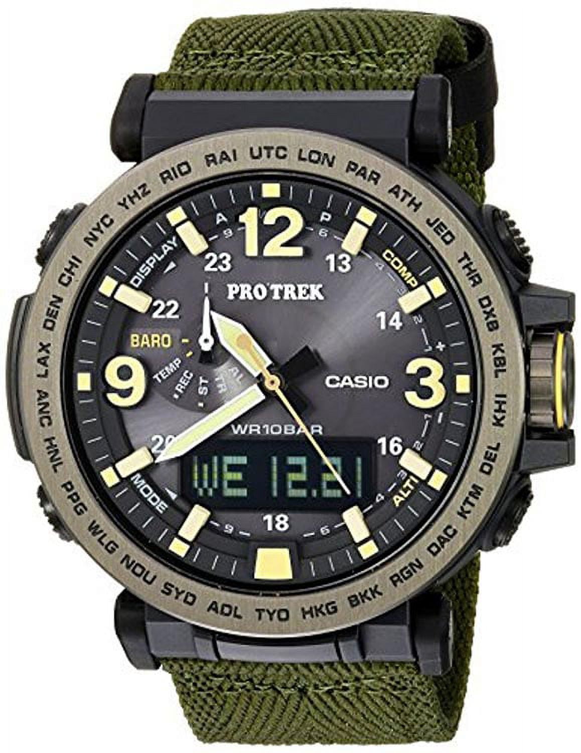 Casio Men's Pro Trek Tough Solar Triple Sensor Green Fabric Watch