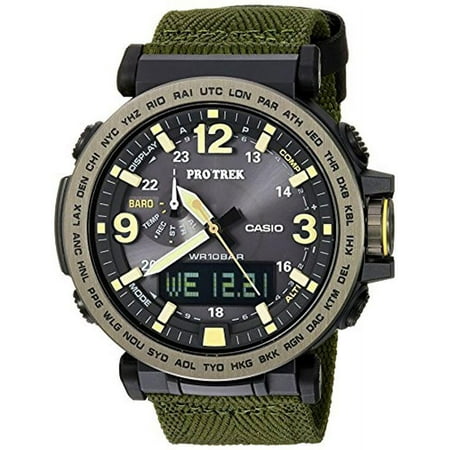 Casio Men's Pro Trek Tough Solar Triple Sensor Green Fabric Watch PRG600YB-3