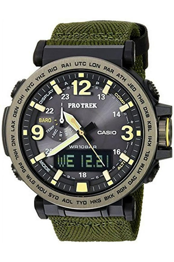Men's Pro Trek Tough Solar Triple Sensor Green Fabric Watch PRG600YB-3