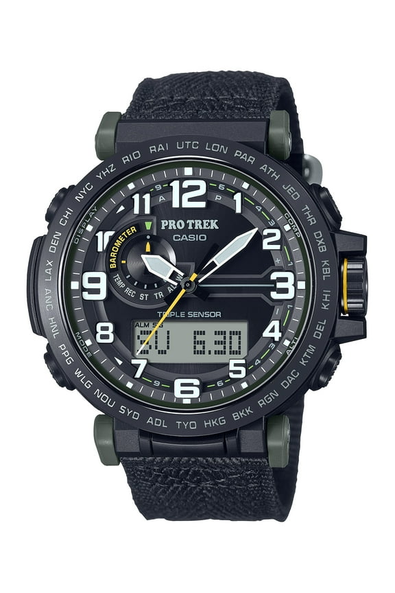 Men's Pro Trek Triple-Sensor Solar Powered Cloth Strap Watch PRG601YB-3