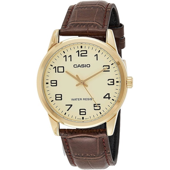 Casio Men's Quartz Stainless Steel Brown Leather Watch CASMTPV001GL-9B