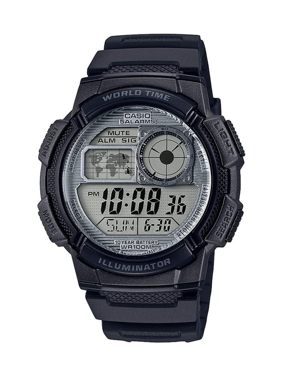 Men's Quartz Watch with Resin Strap, Black, 19.4 (Model: AE-1000W-7AVCF)