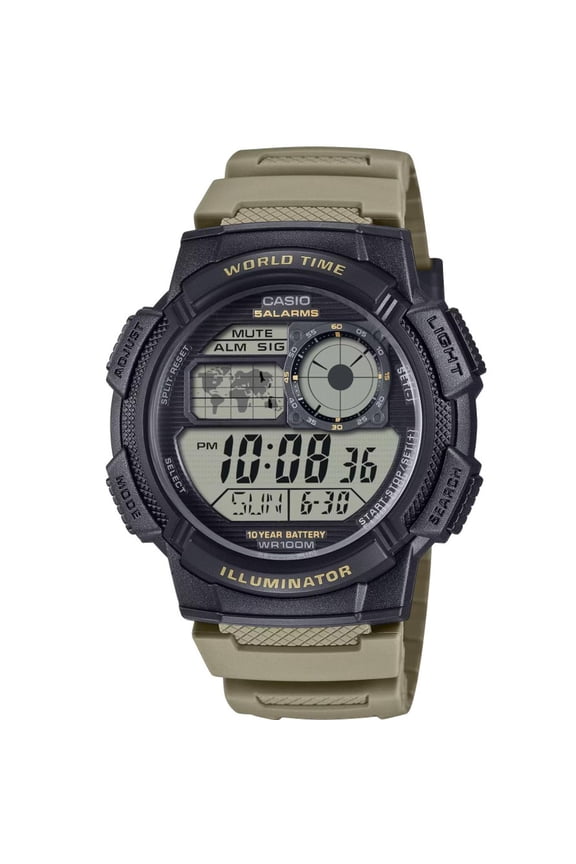 Men's Sand Beige Illuminator Digital World Time Watch - AE-1000W-5AVCF